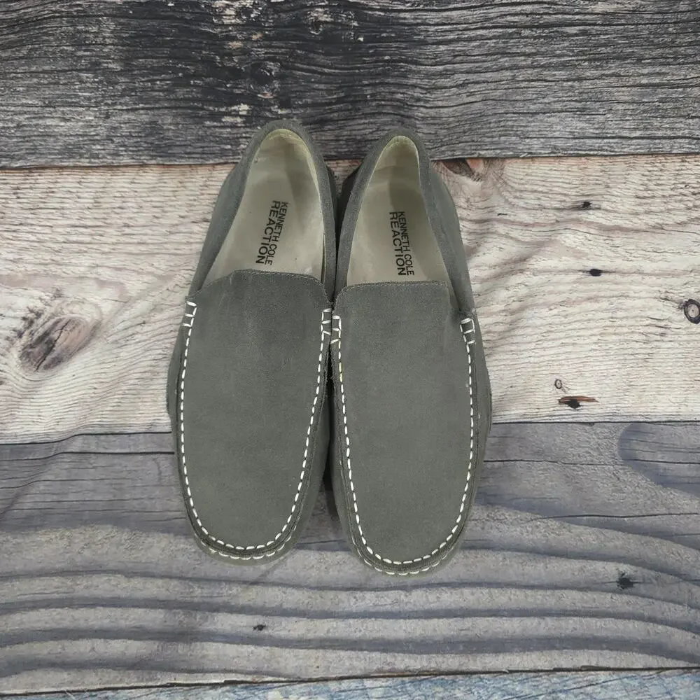 Kenneth Cole Reaction Loafers Mens Size 9.5 M Gray Suede Leather Slip On House